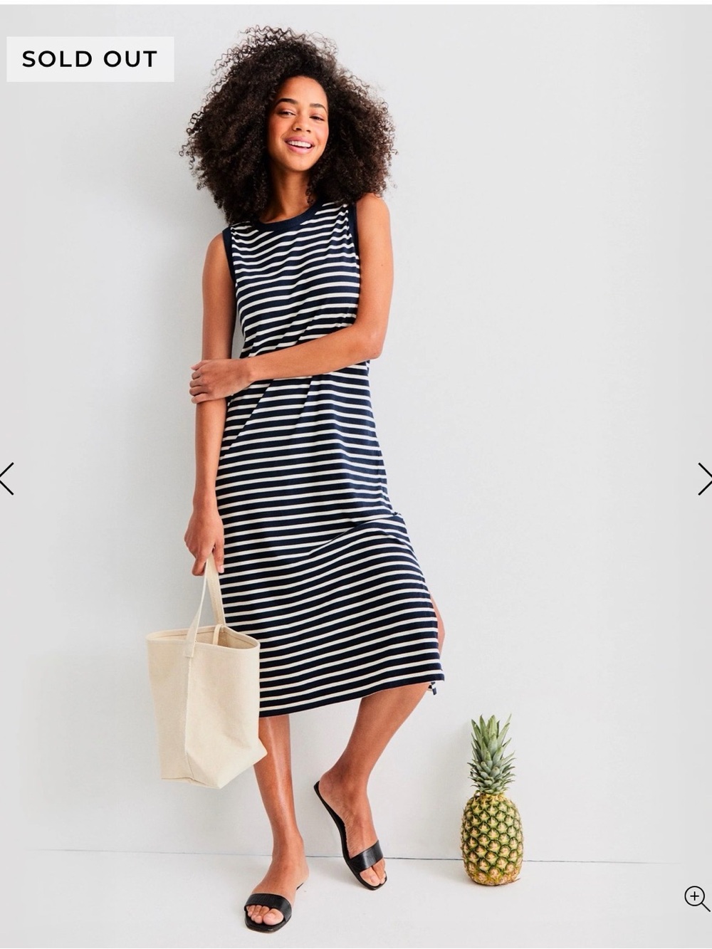 Kule the tank dress medium navy white stripes